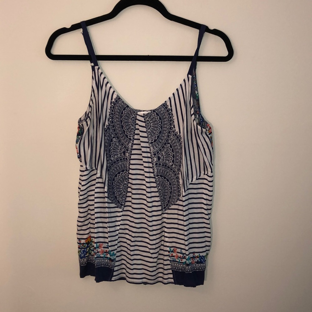 Cabi blue and white striped top